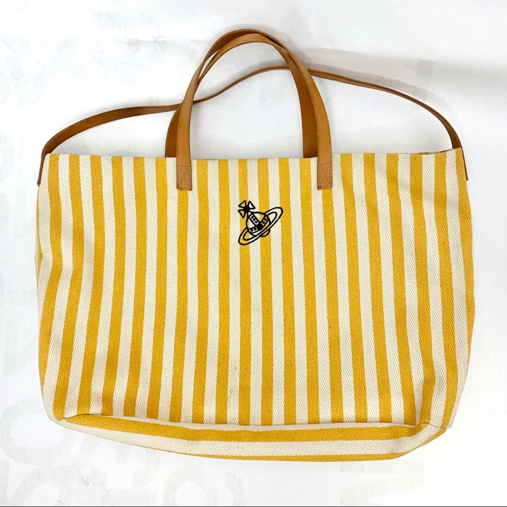 Vivienne Westwood Red Label yellow stripe tote bag